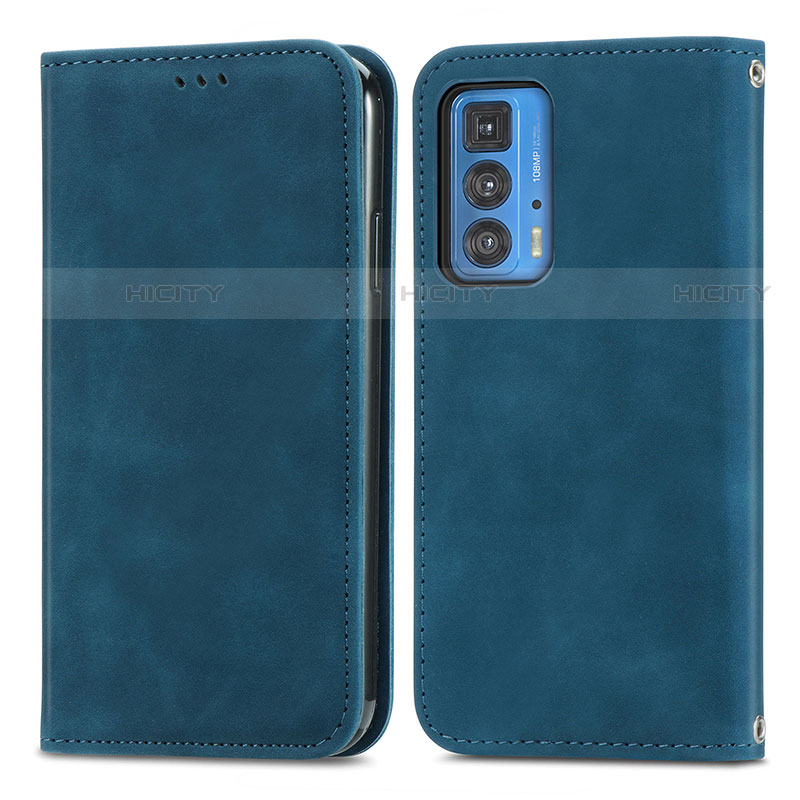 Coque Portefeuille Livre Cuir Etui Clapet S04D pour Motorola Moto Edge 20 Pro 5G Bleu Plus