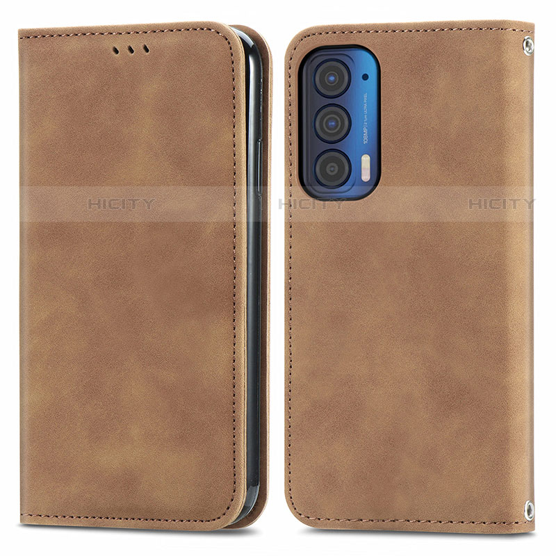 Coque Portefeuille Livre Cuir Etui Clapet S04D pour Motorola Moto Edge (2021) 5G Marron Plus