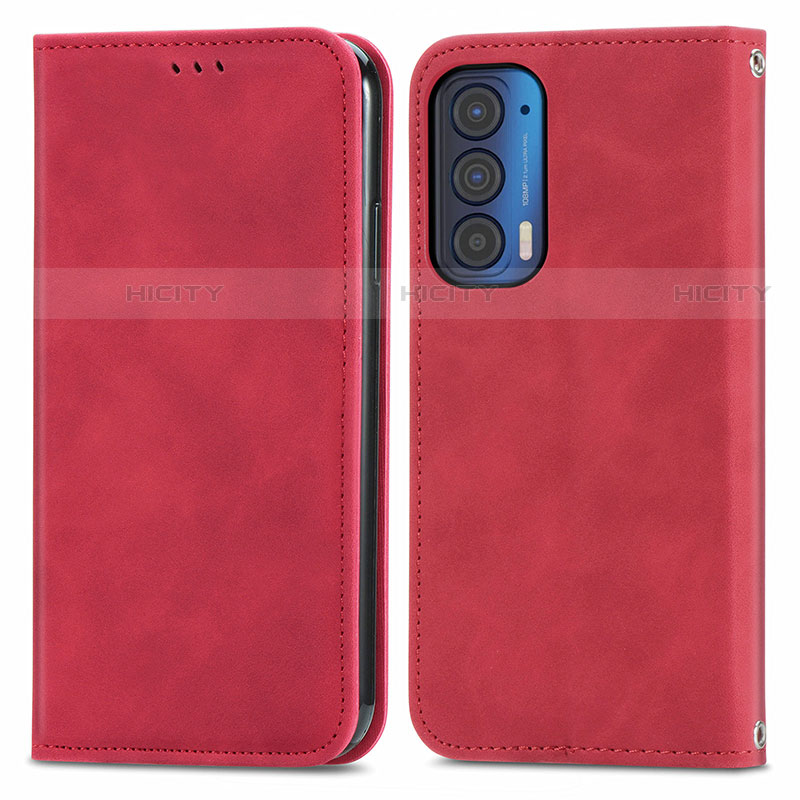 Coque Portefeuille Livre Cuir Etui Clapet S04D pour Motorola Moto Edge (2021) 5G Rouge Plus