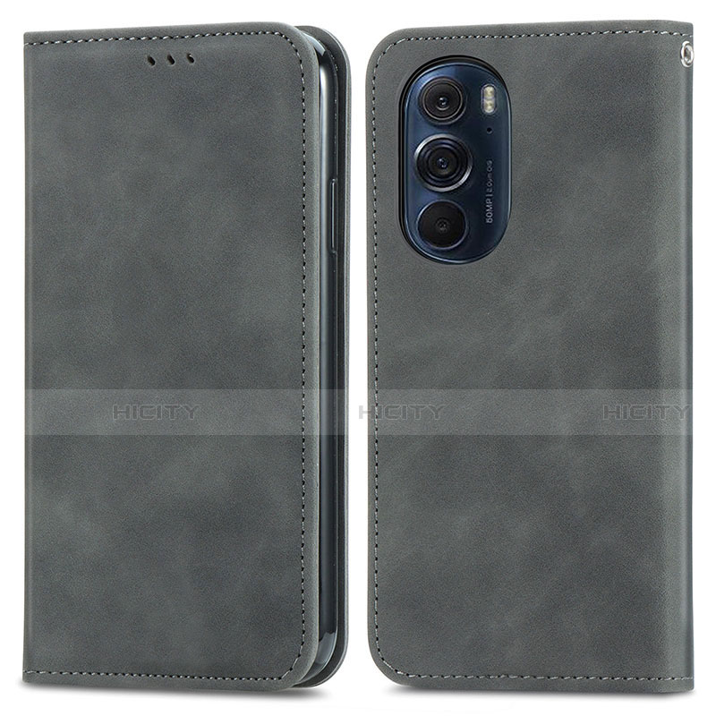 Coque Portefeuille Livre Cuir Etui Clapet S04D pour Motorola Moto Edge 30 Pro 5G Gris Plus