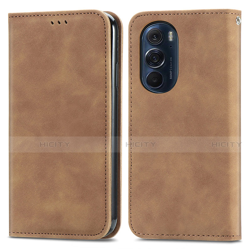 Coque Portefeuille Livre Cuir Etui Clapet S04D pour Motorola Moto Edge 30 Pro 5G Marron Plus