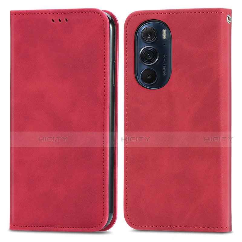 Coque Portefeuille Livre Cuir Etui Clapet S04D pour Motorola Moto Edge 30 Pro 5G Rouge Plus