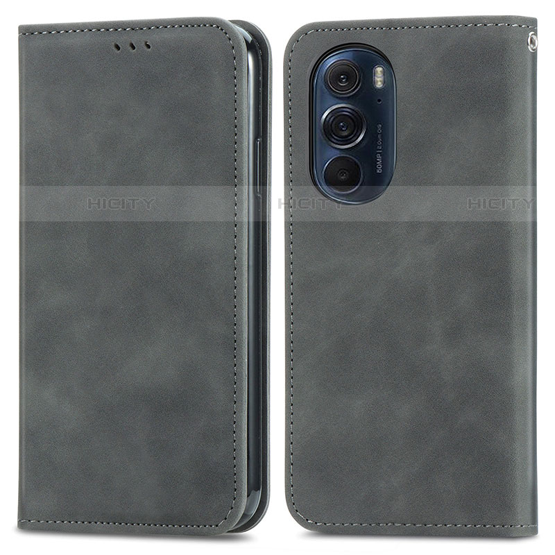 Coque Portefeuille Livre Cuir Etui Clapet S04D pour Motorola Moto Edge Plus (2022) 5G Gris Plus