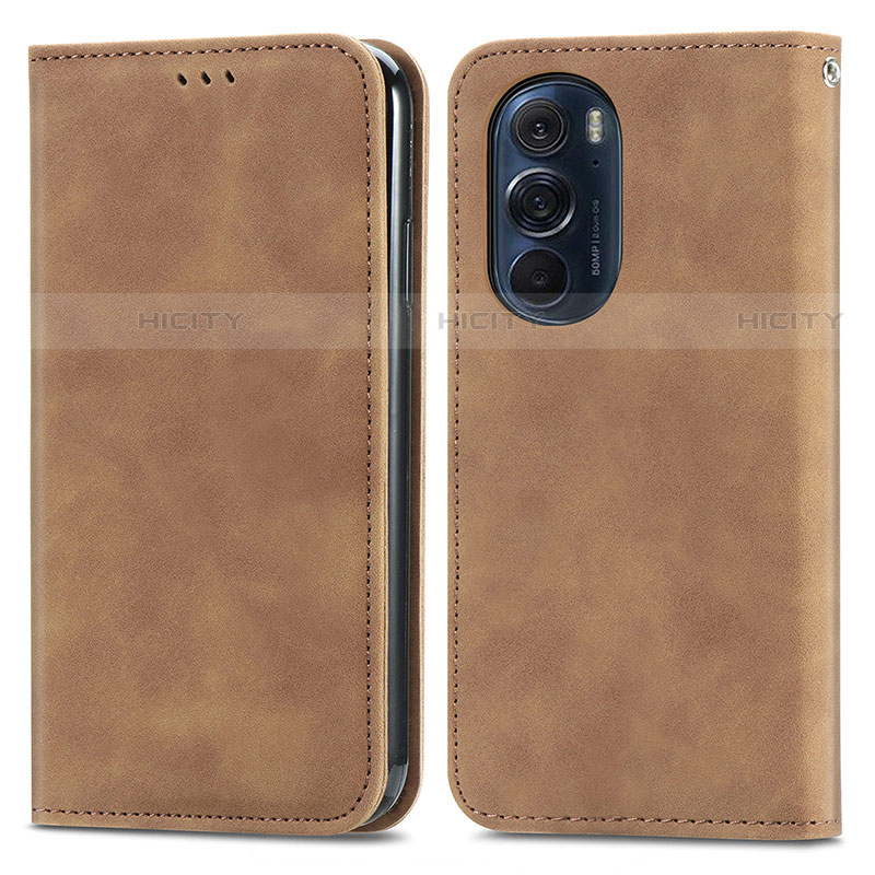 Coque Portefeuille Livre Cuir Etui Clapet S04D pour Motorola Moto Edge Plus (2022) 5G Marron Plus