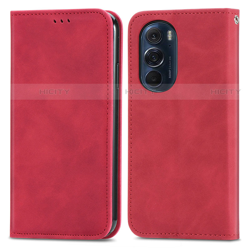 Coque Portefeuille Livre Cuir Etui Clapet S04D pour Motorola Moto Edge Plus (2022) 5G Rouge Plus