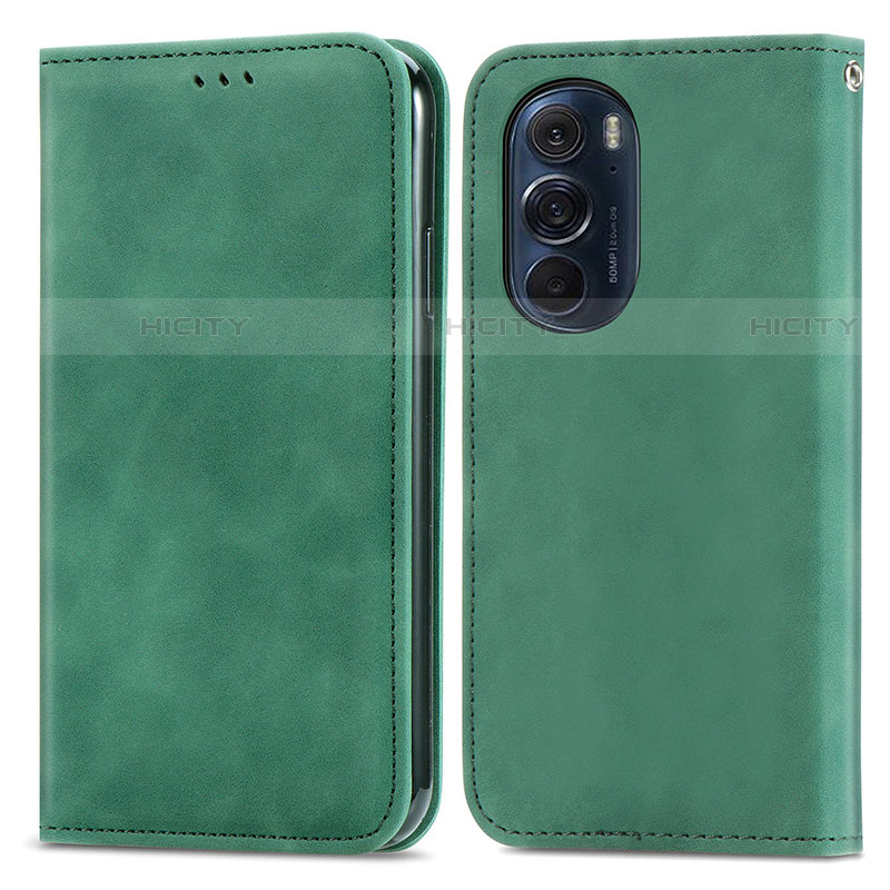 Coque Portefeuille Livre Cuir Etui Clapet S04D pour Motorola Moto Edge Plus (2022) 5G Vert Plus