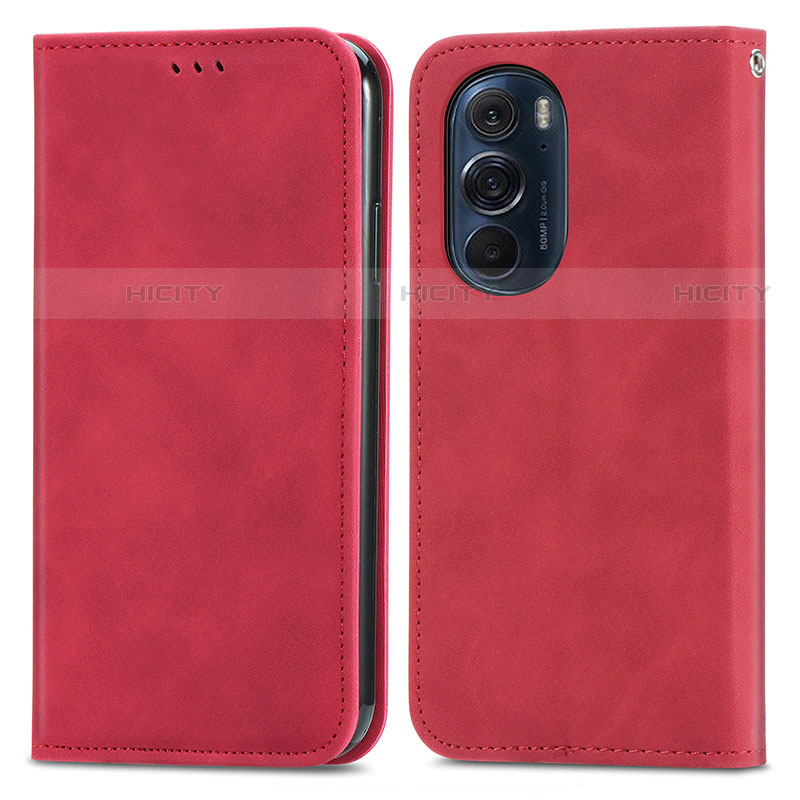 Coque Portefeuille Livre Cuir Etui Clapet S04D pour Motorola Moto Edge X30 5G Rouge Plus