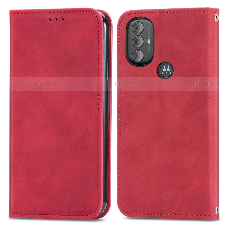 Coque Portefeuille Livre Cuir Etui Clapet S04D pour Motorola Moto G Play (2023) Rouge Plus