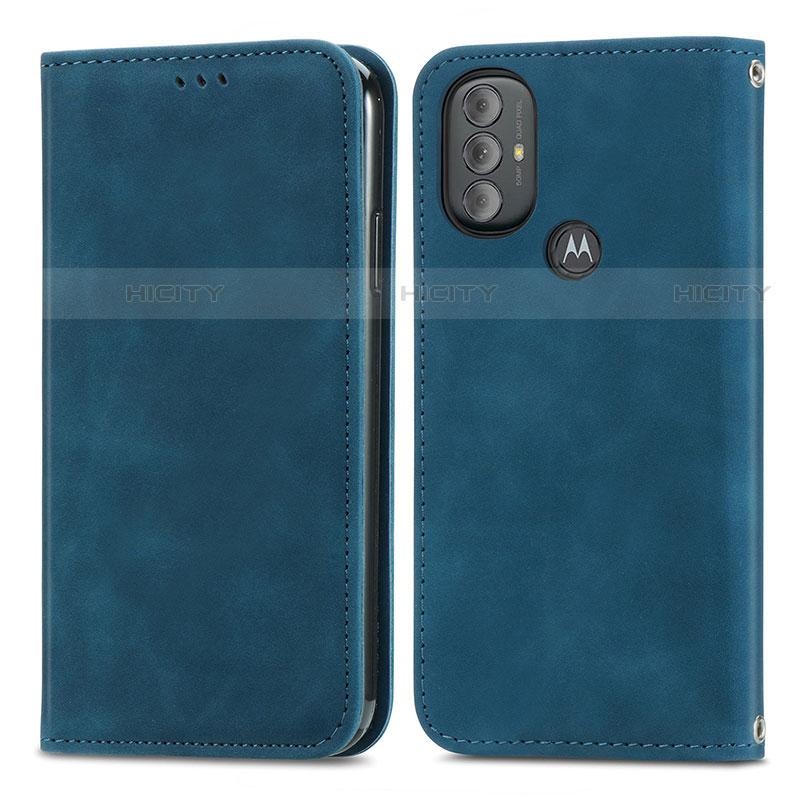 Coque Portefeuille Livre Cuir Etui Clapet S04D pour Motorola Moto G Play Gen 2 Bleu Plus