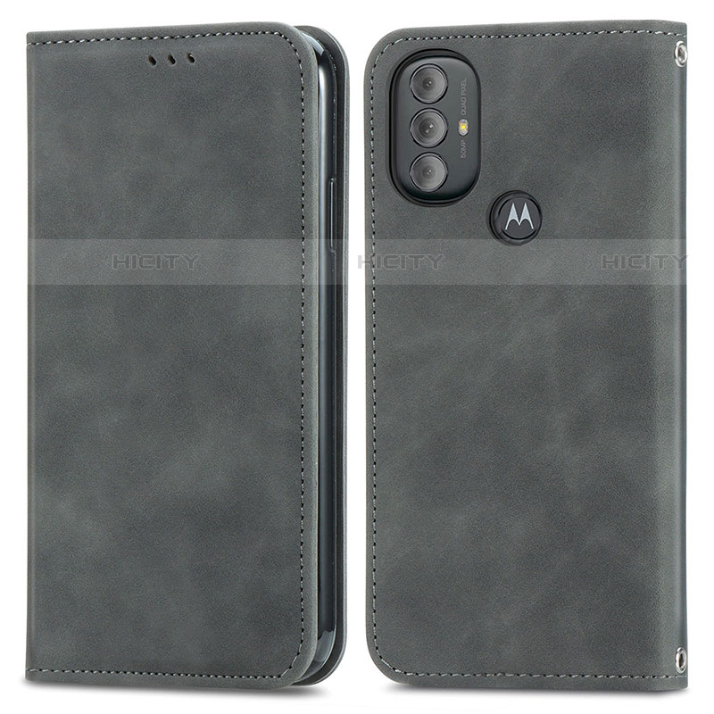 Coque Portefeuille Livre Cuir Etui Clapet S04D pour Motorola Moto G Play Gen 2 Gris Plus