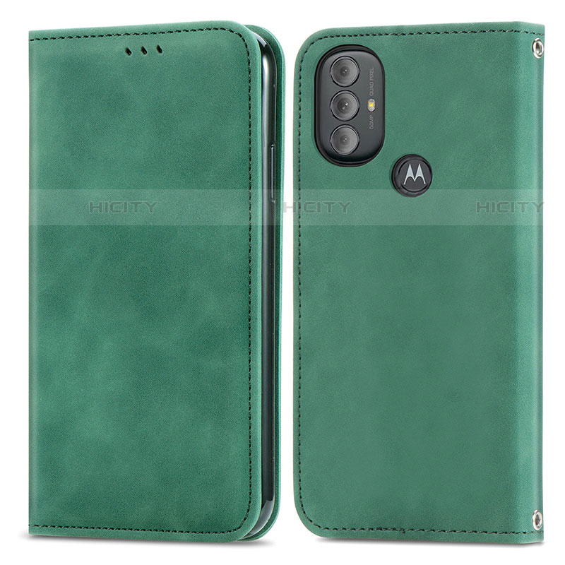 Coque Portefeuille Livre Cuir Etui Clapet S04D pour Motorola Moto G Play Gen 2 Vert Plus