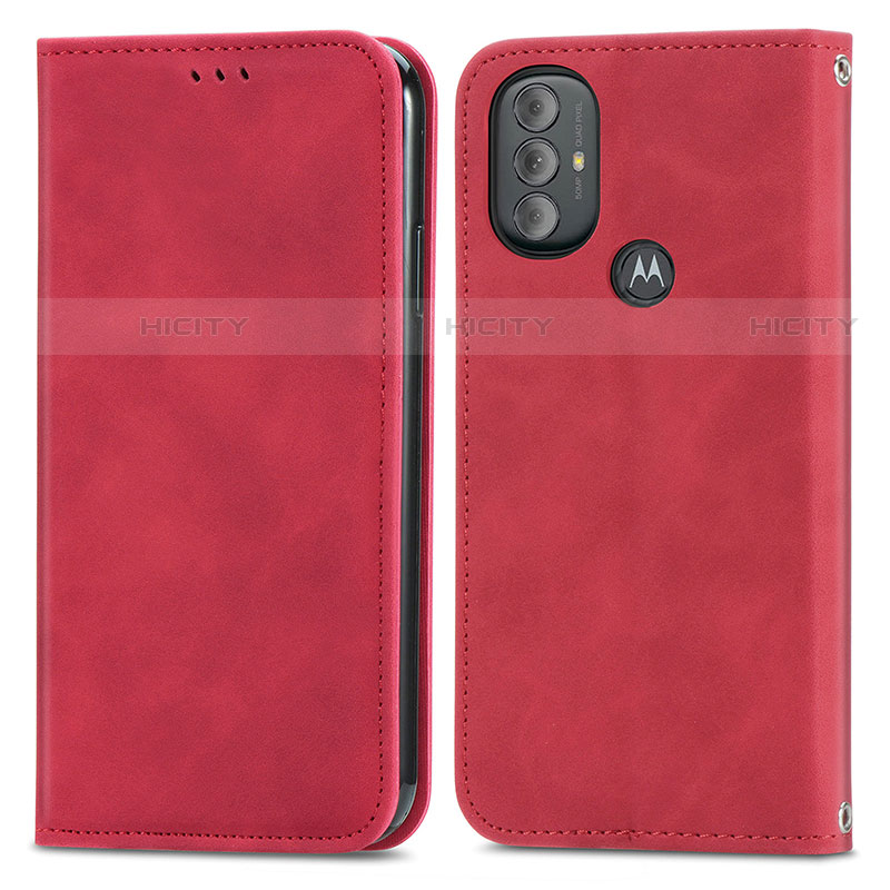 Coque Portefeuille Livre Cuir Etui Clapet S04D pour Motorola Moto G Power (2022) Rouge Plus