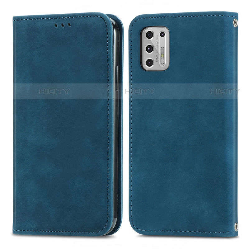 Coque Portefeuille Livre Cuir Etui Clapet S04D pour Motorola Moto G Stylus (2021) Bleu Plus