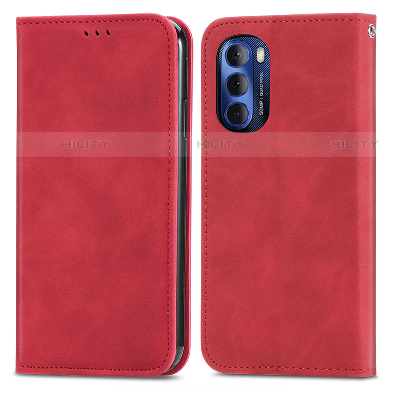 Coque Portefeuille Livre Cuir Etui Clapet S04D pour Motorola Moto G Stylus (2022) 4G Rouge Plus