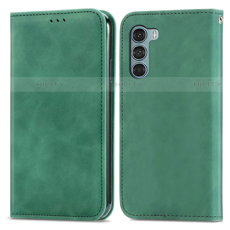 Coque Portefeuille Livre Cuir Etui Clapet S04D pour Motorola Moto G200 5G Vert Plus