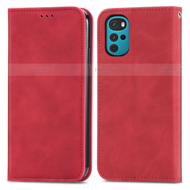 Coque Portefeuille Livre Cuir Etui Clapet S04D pour Motorola Moto G22 Rouge Plus