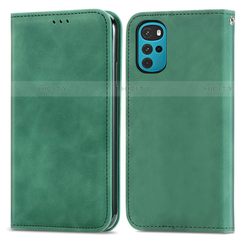 Coque Portefeuille Livre Cuir Etui Clapet S04D pour Motorola Moto G22 Vert Plus