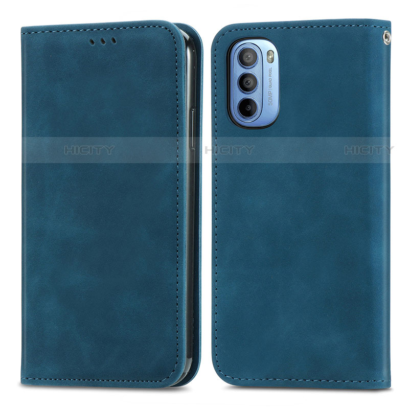 Coque Portefeuille Livre Cuir Etui Clapet S04D pour Motorola Moto G31 Bleu Plus