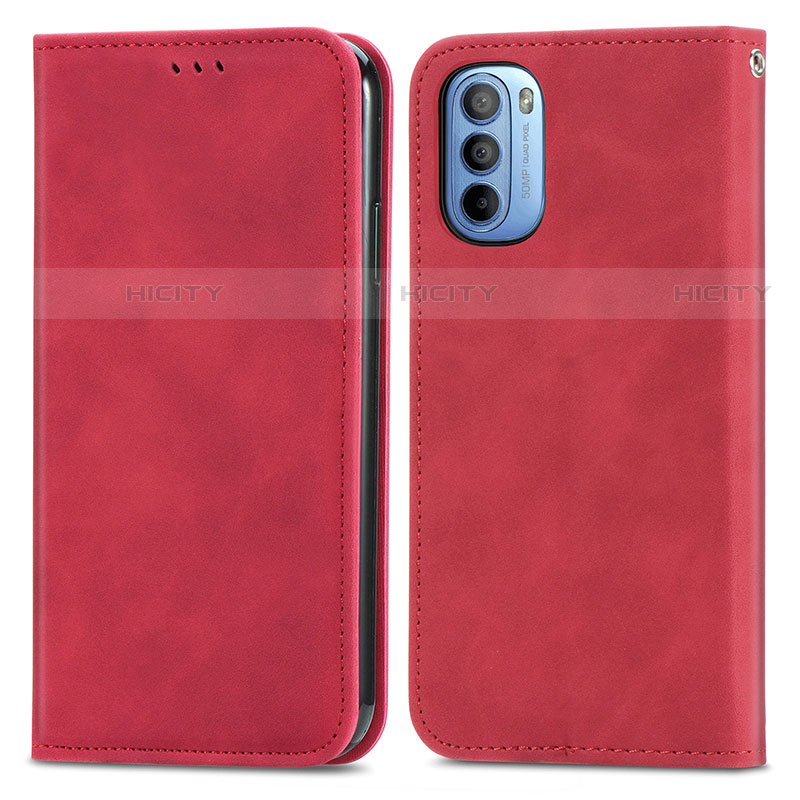 Coque Portefeuille Livre Cuir Etui Clapet S04D pour Motorola Moto G31 Rouge Plus