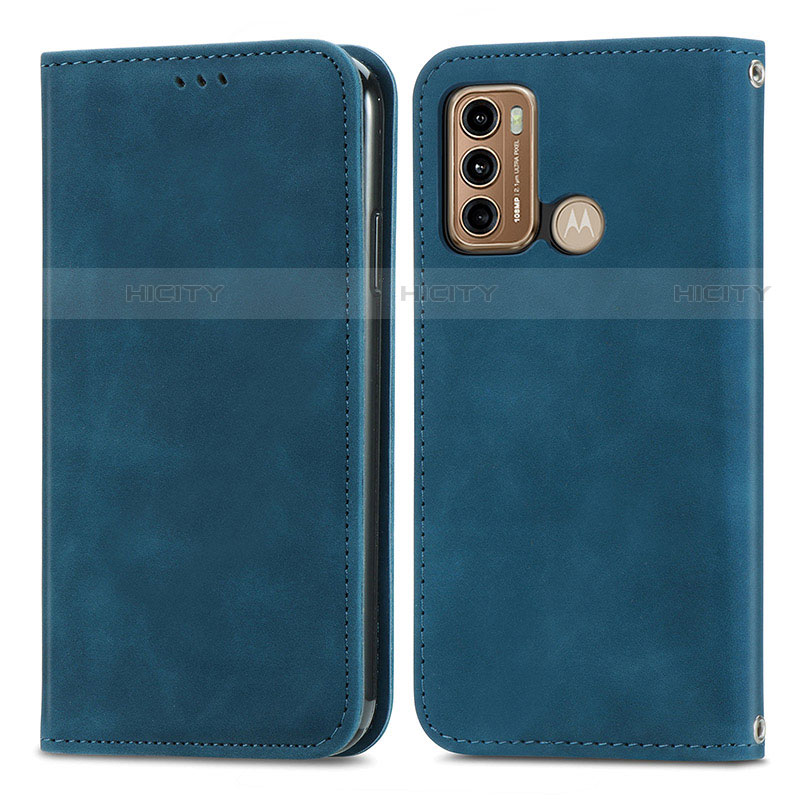 Coque Portefeuille Livre Cuir Etui Clapet S04D pour Motorola Moto G40 Fusion Bleu Plus