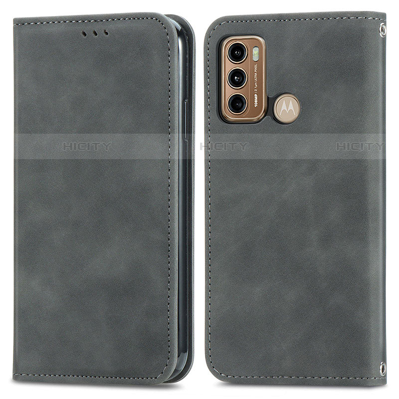 Coque Portefeuille Livre Cuir Etui Clapet S04D pour Motorola Moto G40 Fusion Gris Plus