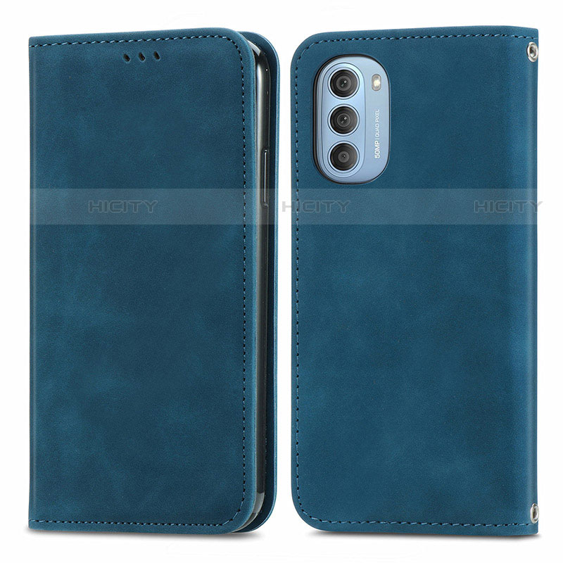 Coque Portefeuille Livre Cuir Etui Clapet S04D pour Motorola Moto G51 5G Bleu Plus