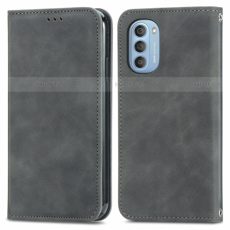 Coque Portefeuille Livre Cuir Etui Clapet S04D pour Motorola Moto G51 5G Gris Plus