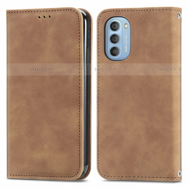 Coque Portefeuille Livre Cuir Etui Clapet S04D pour Motorola Moto G51 5G Marron Plus