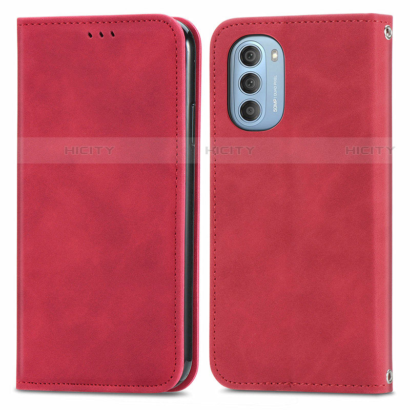 Coque Portefeuille Livre Cuir Etui Clapet S04D pour Motorola Moto G51 5G Rouge Plus