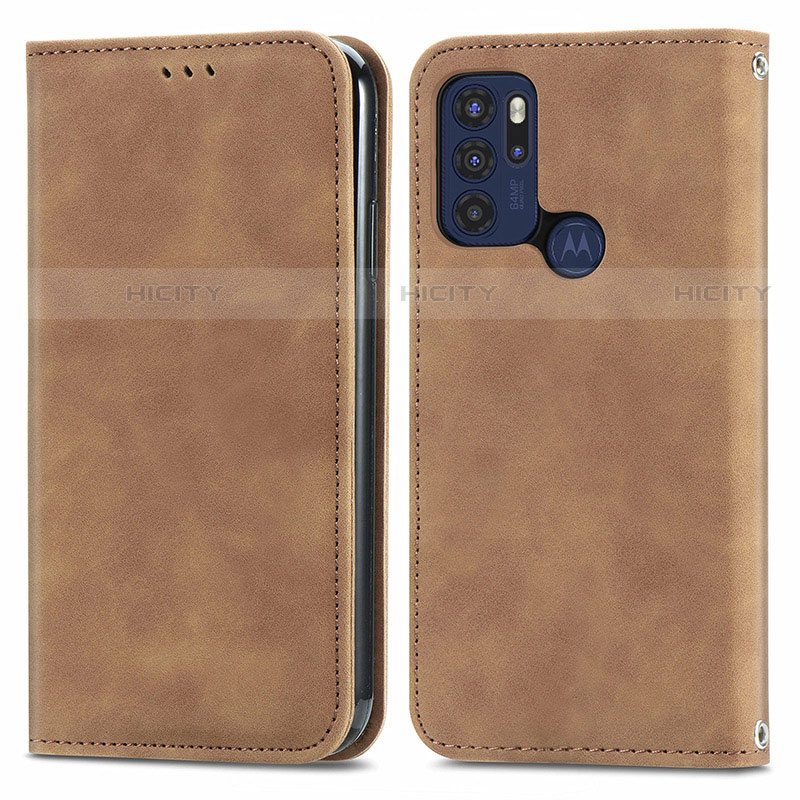 Coque Portefeuille Livre Cuir Etui Clapet S04D pour Motorola Moto G60s Marron Plus