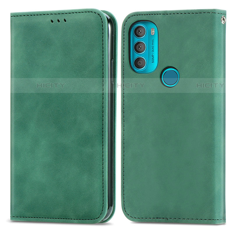 Coque Portefeuille Livre Cuir Etui Clapet S04D pour Motorola Moto G71 5G Vert Plus