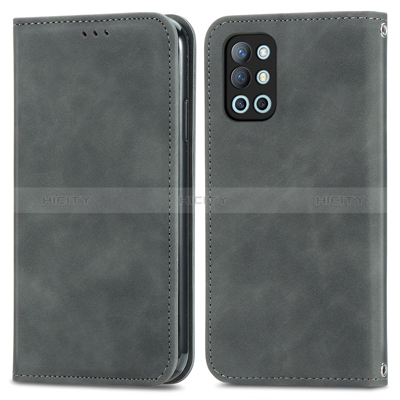 Coque Portefeuille Livre Cuir Etui Clapet S04D pour OnePlus 9R 5G Gris Plus