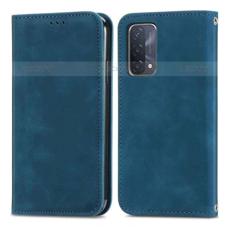 Coque Portefeuille Livre Cuir Etui Clapet S04D pour OnePlus Nord N200 5G Bleu Plus