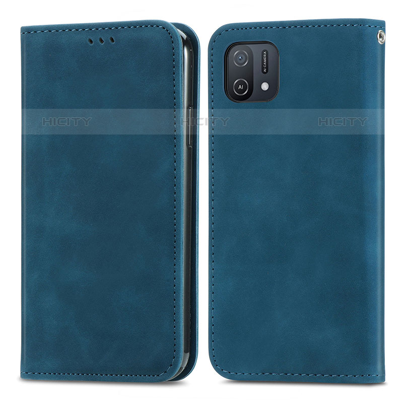 Coque Portefeuille Livre Cuir Etui Clapet S04D pour Oppo A16K Bleu Plus