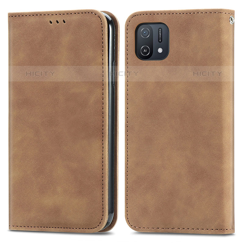 Coque Portefeuille Livre Cuir Etui Clapet S04D pour Oppo A16K Marron Plus