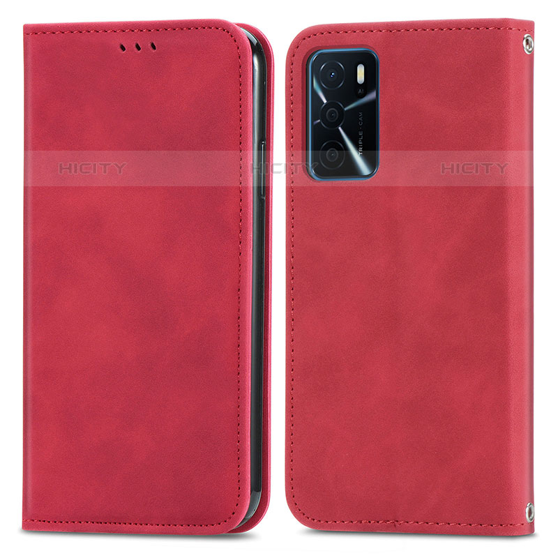 Coque Portefeuille Livre Cuir Etui Clapet S04D pour Oppo A16s Rouge Plus