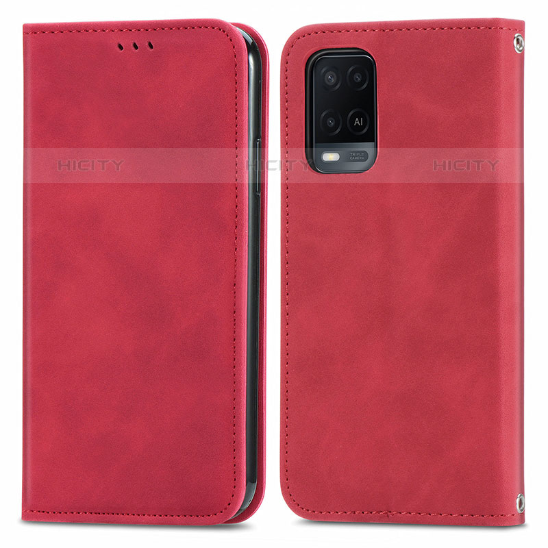 Coque Portefeuille Livre Cuir Etui Clapet S04D pour Oppo A54 4G Rouge Plus