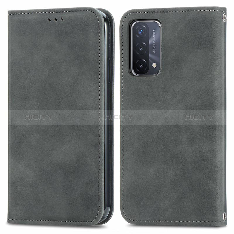 Coque Portefeuille Livre Cuir Etui Clapet S04D pour Oppo A54 5G Gris Plus