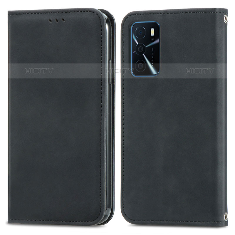 Coque Portefeuille Livre Cuir Etui Clapet S04D pour Oppo A54s Noir Plus