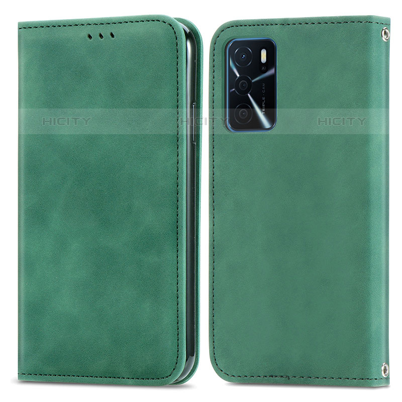 Coque Portefeuille Livre Cuir Etui Clapet S04D pour Oppo A54s Vert Plus