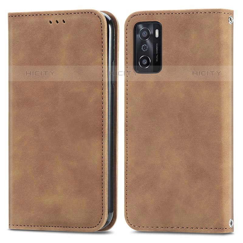 Coque Portefeuille Livre Cuir Etui Clapet S04D pour Oppo A55S 5G Marron Plus