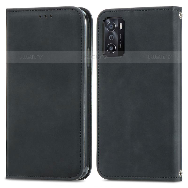 Coque Portefeuille Livre Cuir Etui Clapet S04D pour Oppo A55S 5G Noir Plus