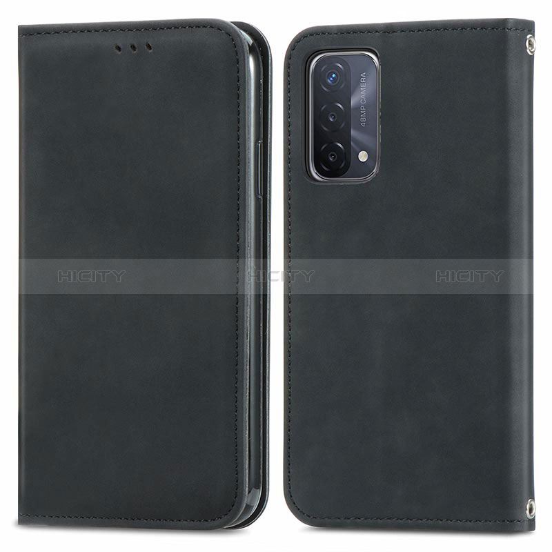 Coque Portefeuille Livre Cuir Etui Clapet S04D pour Oppo A74 5G Noir Plus