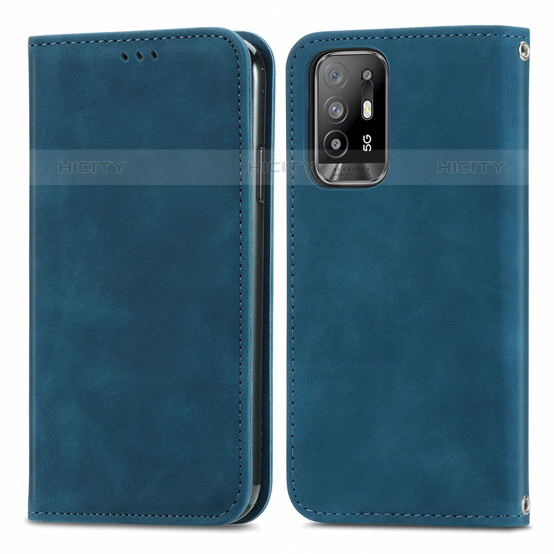 Coque Portefeuille Livre Cuir Etui Clapet S04D pour Oppo A94 5G Bleu Plus