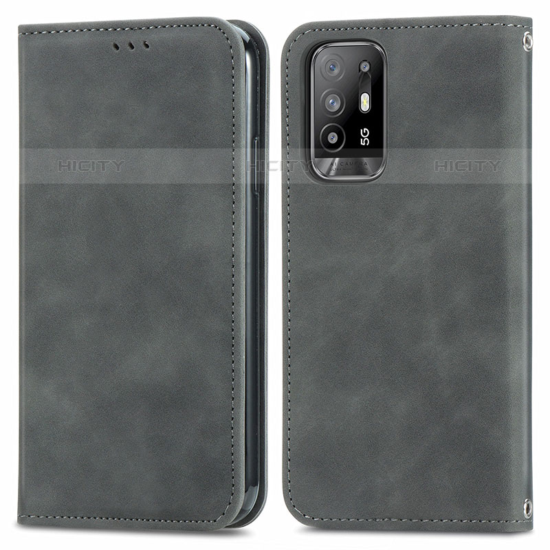 Coque Portefeuille Livre Cuir Etui Clapet S04D pour Oppo A95 5G Gris Plus