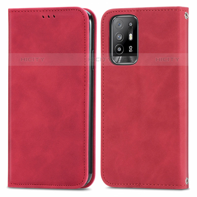 Coque Portefeuille Livre Cuir Etui Clapet S04D pour Oppo A95 5G Rouge Plus