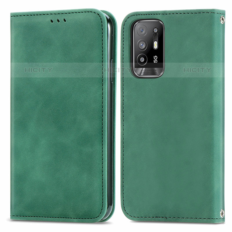 Coque Portefeuille Livre Cuir Etui Clapet S04D pour Oppo A95 5G Vert Plus