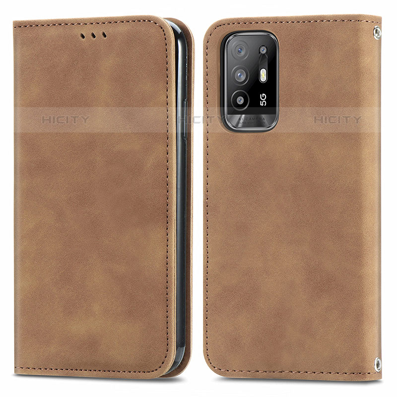 Coque Portefeuille Livre Cuir Etui Clapet S04D pour Oppo F19 Pro+ Plus 5G Marron Plus