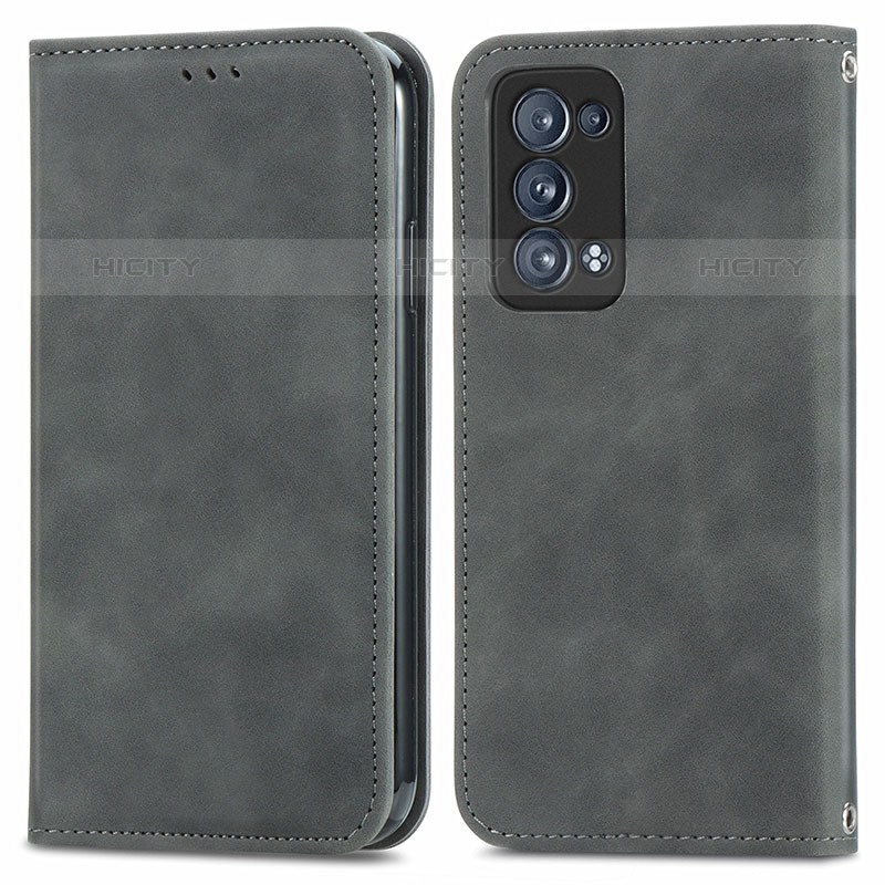 Coque Portefeuille Livre Cuir Etui Clapet S04D pour Oppo Reno6 Pro 5G Gris Plus