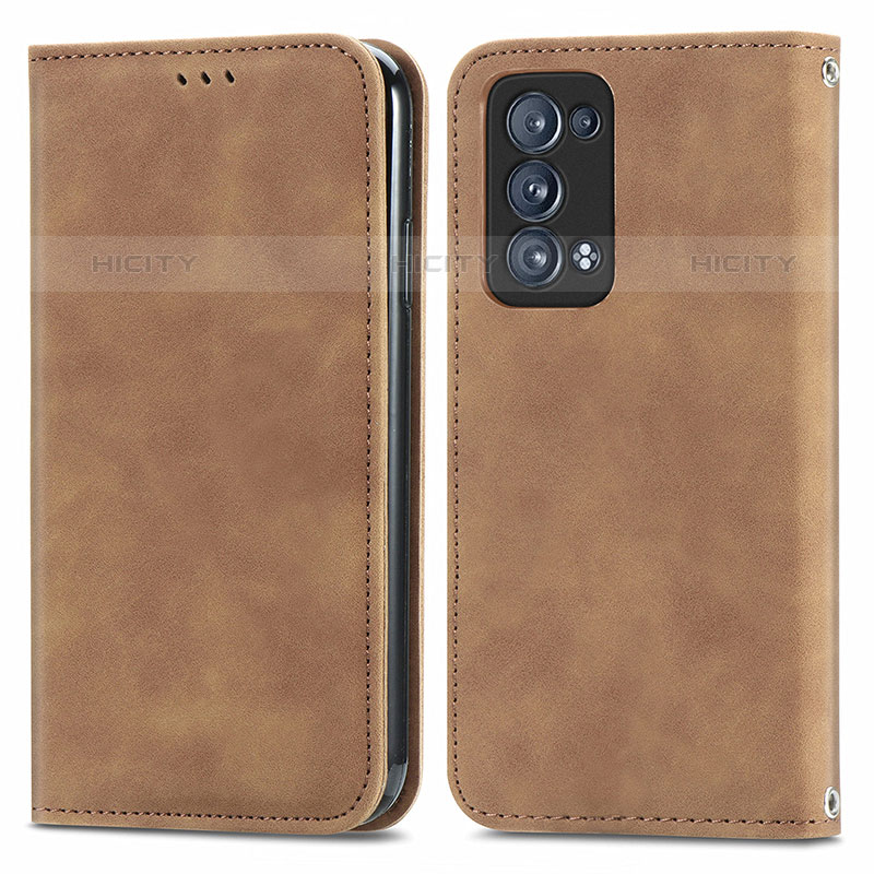 Coque Portefeuille Livre Cuir Etui Clapet S04D pour Oppo Reno6 Pro 5G Marron Plus